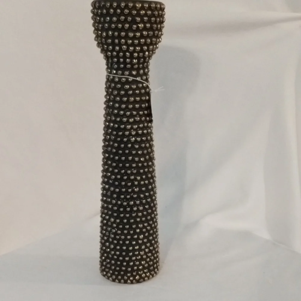 Chic Studded Black Candle Holder